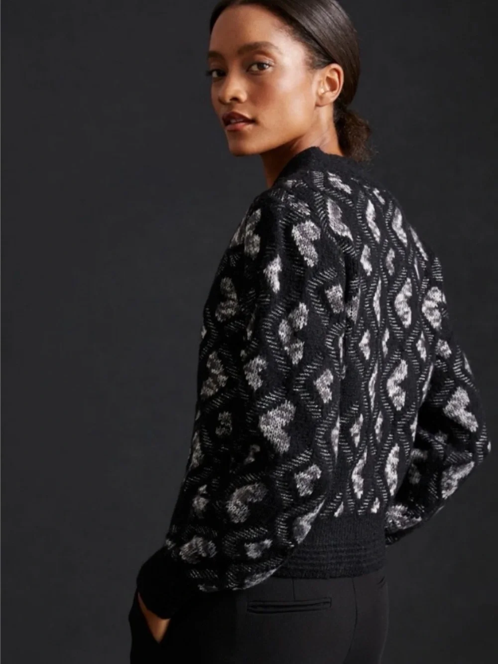 NWT Anthropologie Lili Sidonio x Molly  Hearts  Black/ White Cardigan, L